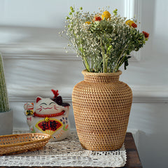 Autumn Rattan Desktop Storage Vase Shooting Props Flower Basket