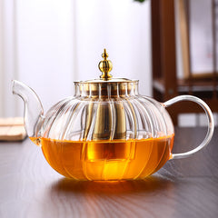 Glass Teapot Striped Tea Set Tea Water Separation Stainless Steel