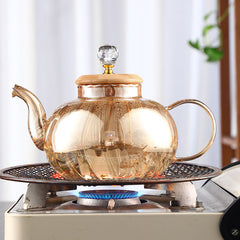 Glass Teapot Striped Tea Set Tea Water Separation Stainless Steel