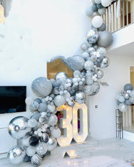 Macaron Silver 4D Latex Balloon Set Birthday Decoration Onyx Arch