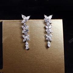 18k White Gold Moissanite Diamond Earrings Row Of Diamonds