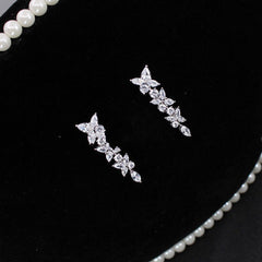 18k White Gold Moissanite Diamond Earrings Row Of Diamonds