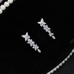 18k White Gold Moissanite Diamond Earrings Row Of Diamonds