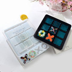 Crystal Epoxy Mold XO Jiugong Game Chess Tic Tac Toe Silicone Mold Epoxy Mold Board Game