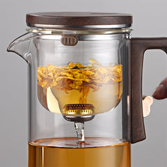 Small Waist One-click Magnetic Filter Glass Teapot